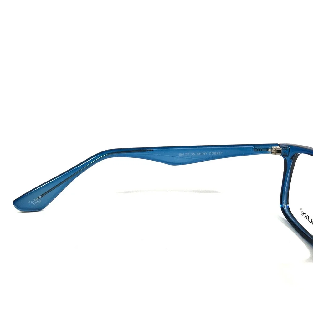 Enhance Eyeglasses Frames 4200 SHINY COBALT Blue Rectangle Full Rim 50-17-135